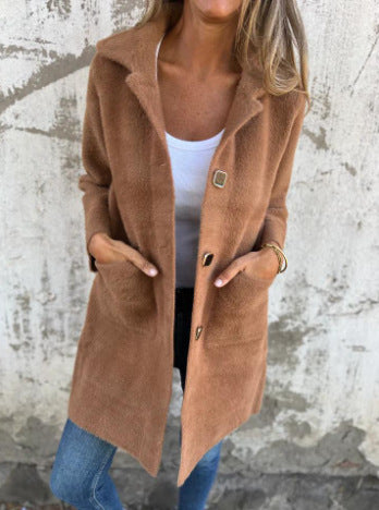 Manteau-Cardigan Long Doux et Texturé