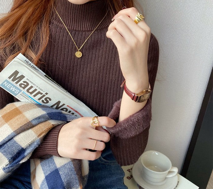 Pull Chaud matelassé, à Col Montant