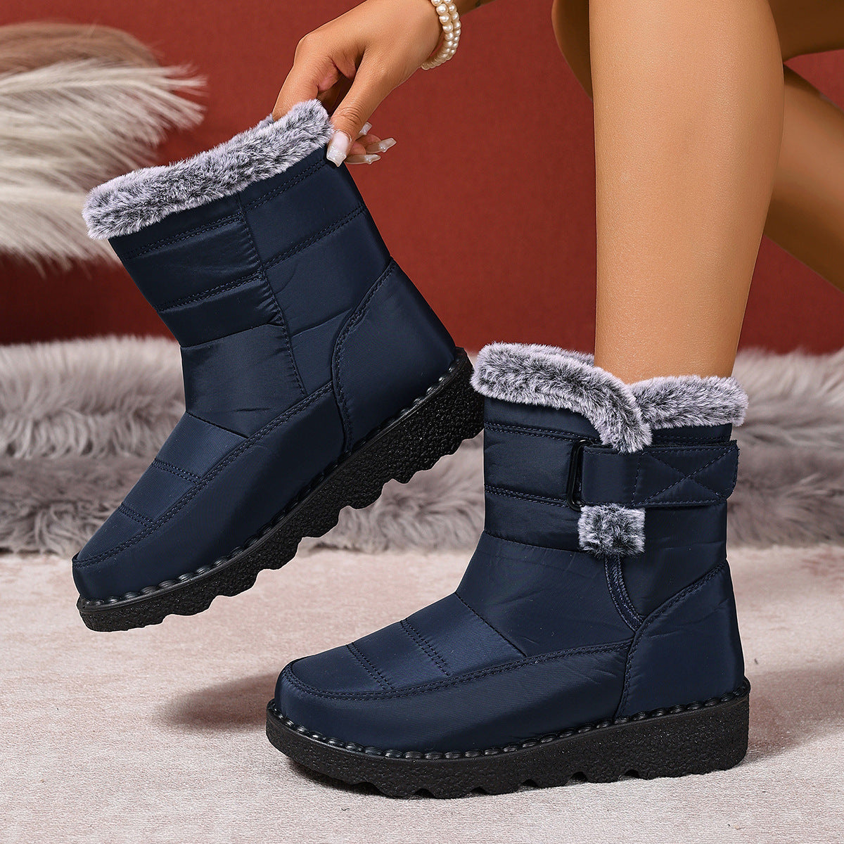 Bottes d’hiver confortables en fourrure