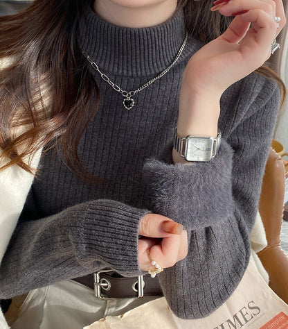 Pull Chaud matelassé, à Col Montant