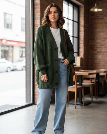 Cardigan Oversize à Maille Épaisse