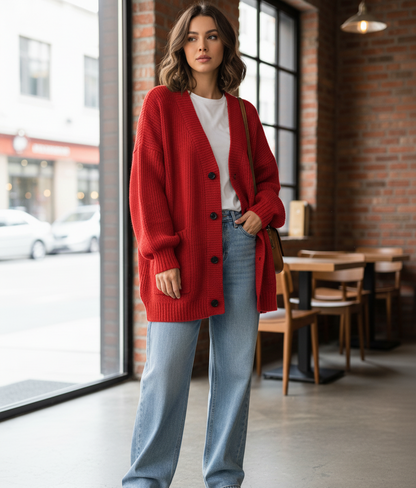 Cardigan Oversize à Maille Épaisse