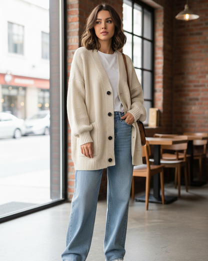 Cardigan Oversize à Maille Épaisse