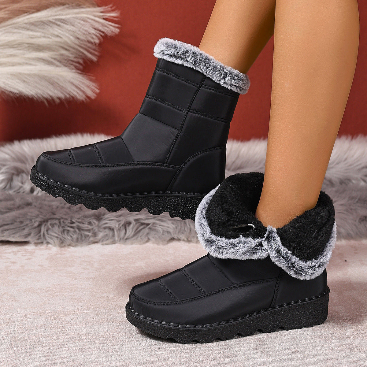 Bottes d’hiver confortables en fourrure