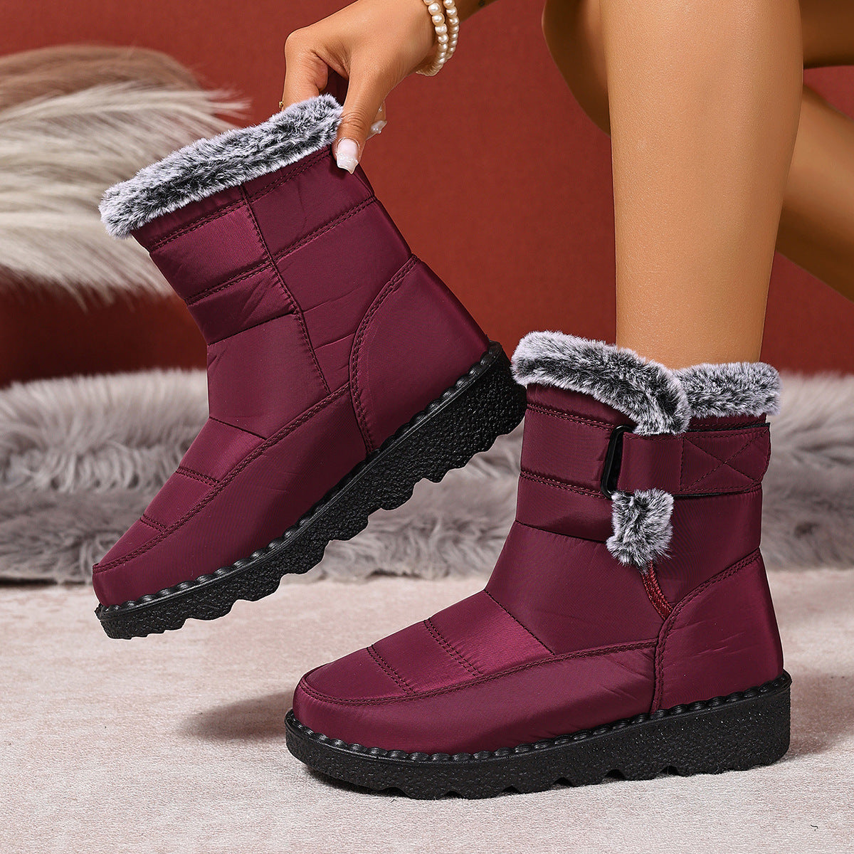 Bottes d’hiver confortables en fourrure