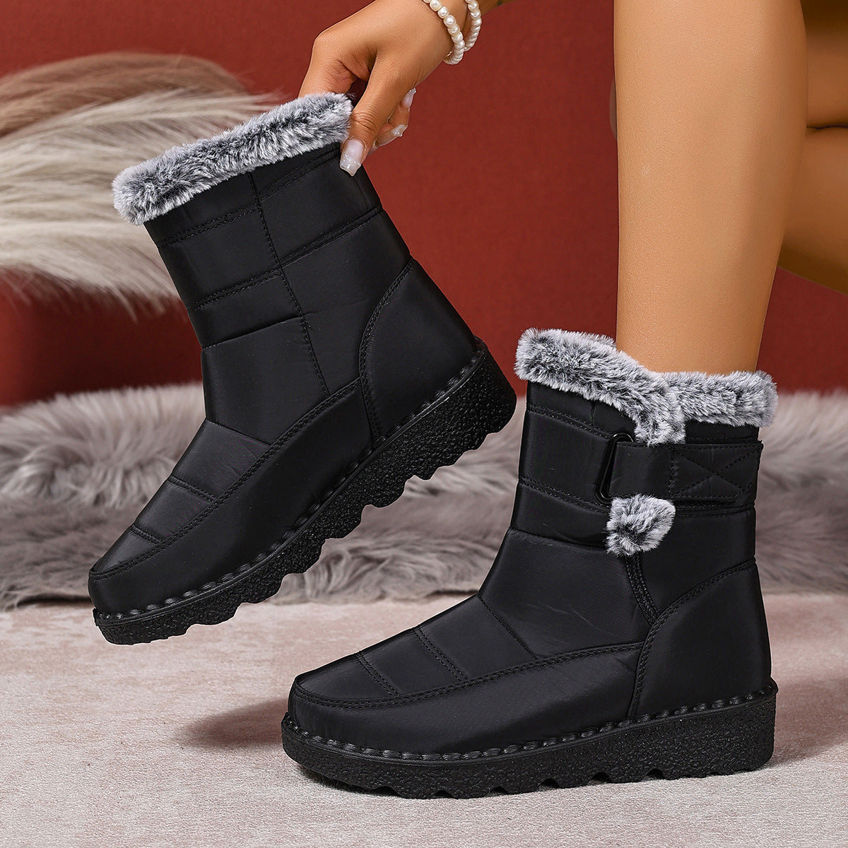 Bottes d’hiver confortables en fourrure