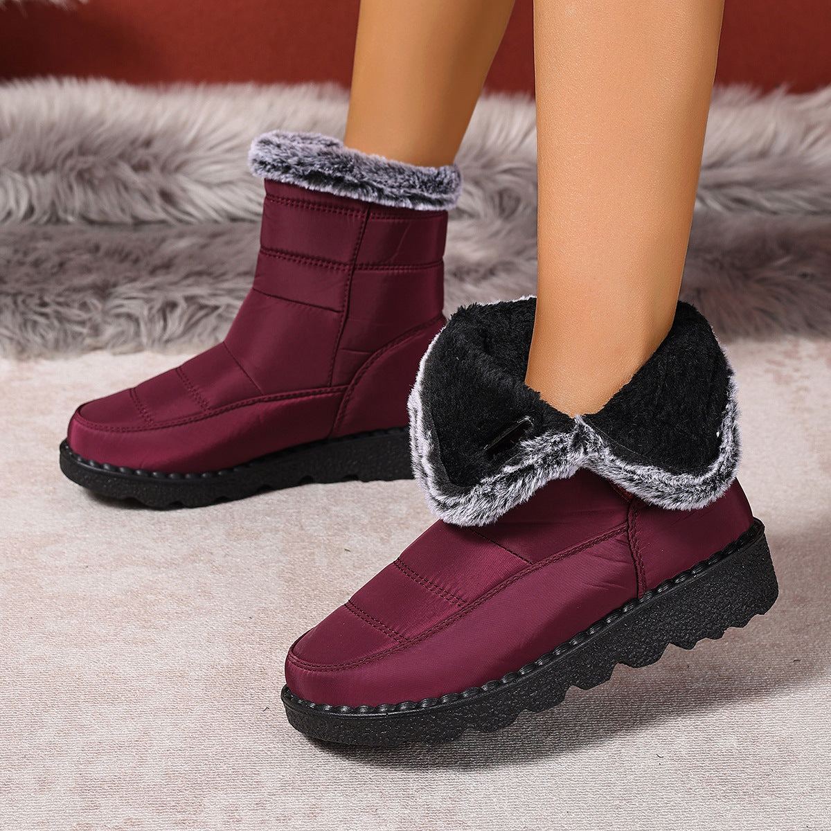 Bottes d’hiver confortables en fourrure
